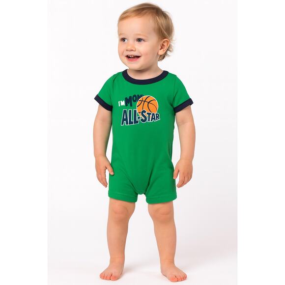 Carter's Baby Green Romper Basketball Short Sleeve Outfit Size 24M - Picture 1 of 7